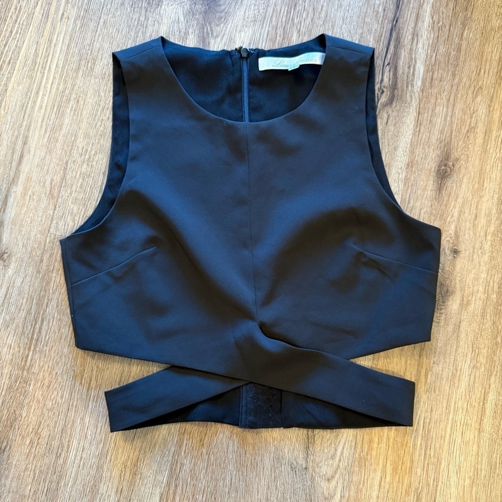 Lovers + Friends Crop Top Women’s S Black Blouse Going Out Club Minimalist Sexy
